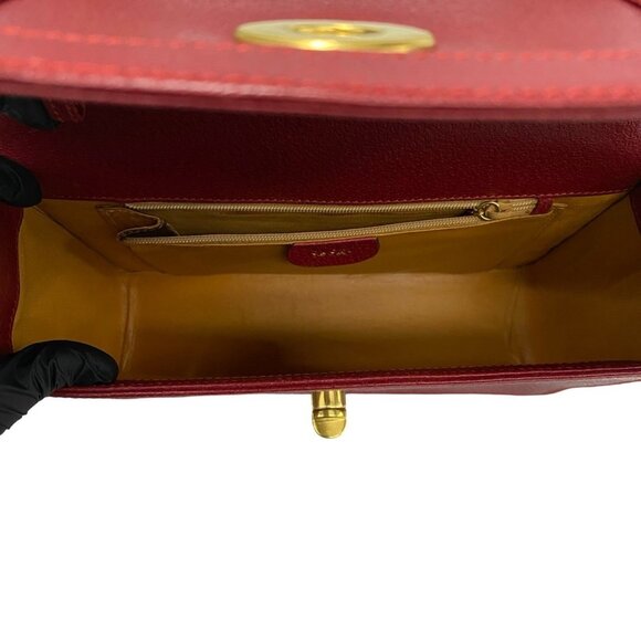 GUCCI Red Leather Bamboo Shoulder Bag - Picture 8 of 9